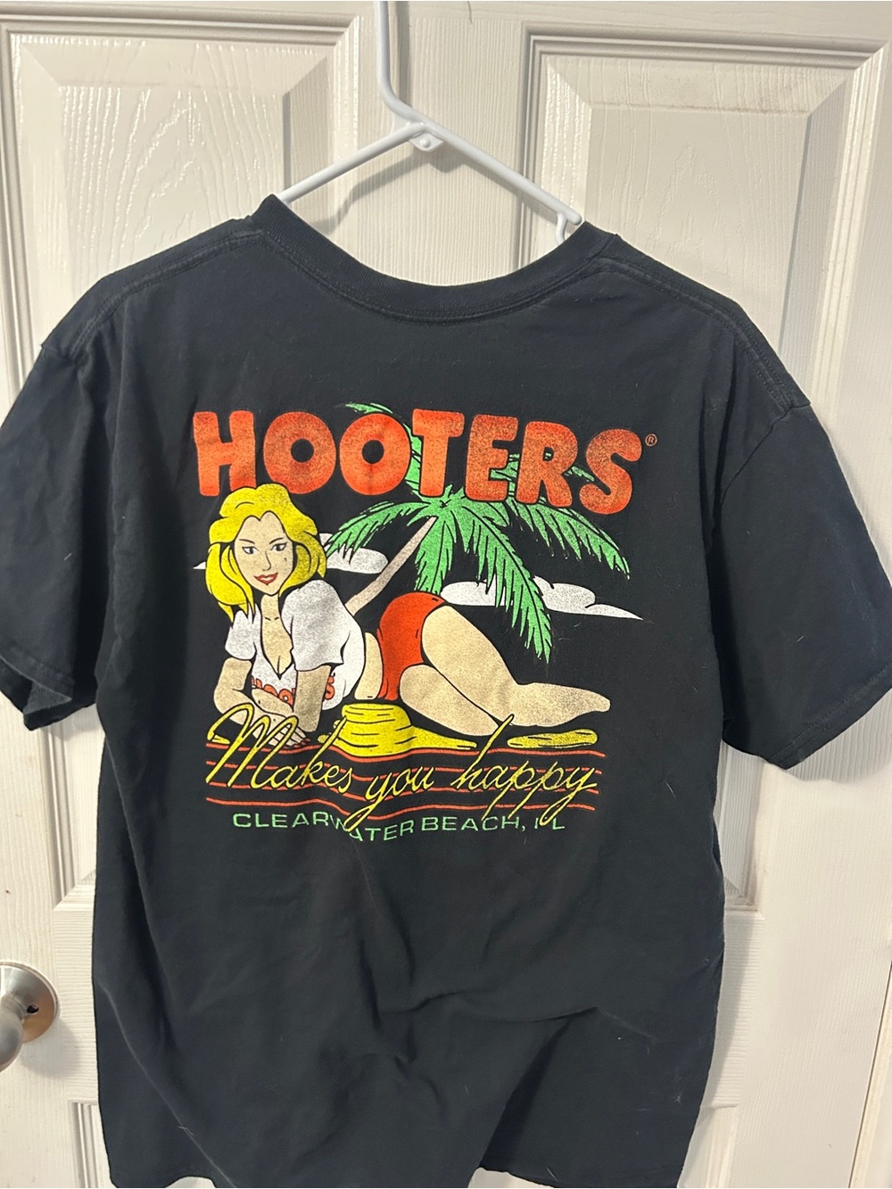 Hooters Black Logo Crewneck Tee with White Print